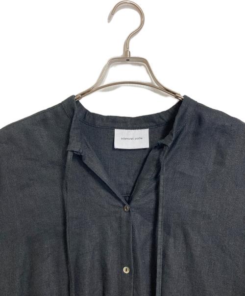 solamonat poche（ソラモナ ポッシェ）solamonat poche (ソラモナ ポッシェ) リネンワンピース　ロングワンピース　麻 ブラック サイズ:実寸参照の古着・服飾アイテム