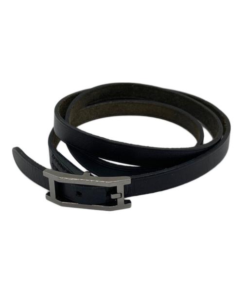 HERMES（エルメス）HERMES (エルメス) アピ3 レザーブレスレット　2003年 ブラック サイズ:実寸参照の古着・服飾アイテム