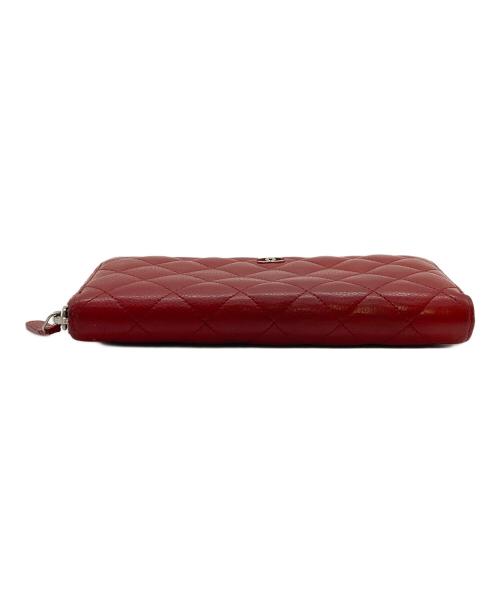 CHANEL（シャネル）CHANEL (シャネル) キャビアスキンラウンドファスナー財布　ウォレット　長財布 レッド サイズ:実寸参照の古着・服飾アイテム