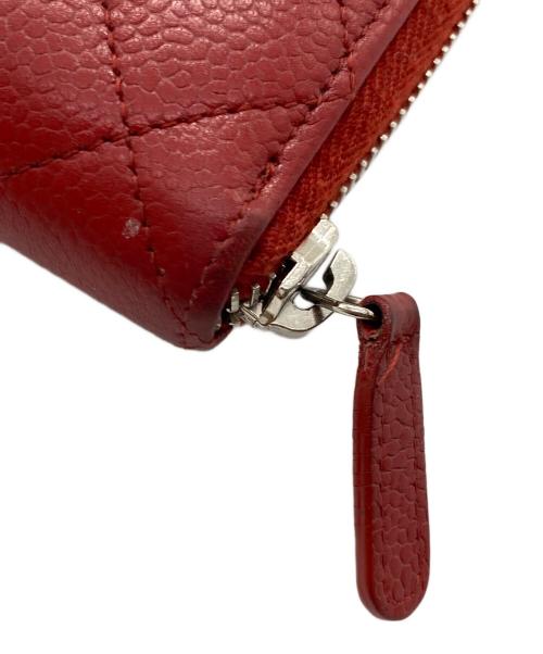 CHANEL（シャネル）CHANEL (シャネル) キャビアスキンラウンドファスナー財布　ウォレット　長財布 レッド サイズ:実寸参照の古着・服飾アイテム