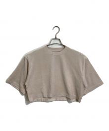 THE NEWHOUSE（ザ ニューハウス）の古着「【HPS別注】ベロア5分袖Tシャツ　ショートトップス　Tee  日本製」｜ベージュ