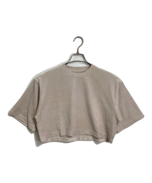 THE NEWHOUSE（ザ ニューハウス）THE NEWHOUSE (ザ ニューハウス) 【HPS別注】ベロア5分袖Tシャツ　ショートトップス　Tee  日本製 ベージュ サイズ:FREEの古着・服飾アイテム