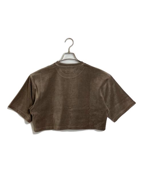 THE NEWHOUSE（ザ ニューハウス）THE NEWHOUSE (ザ ニューハウス) 【HPS別注】ベロア5分袖Tシャツ　ショートトップス　Tee  日本製 ブラウン サイズ:FREEの古着・服飾アイテム