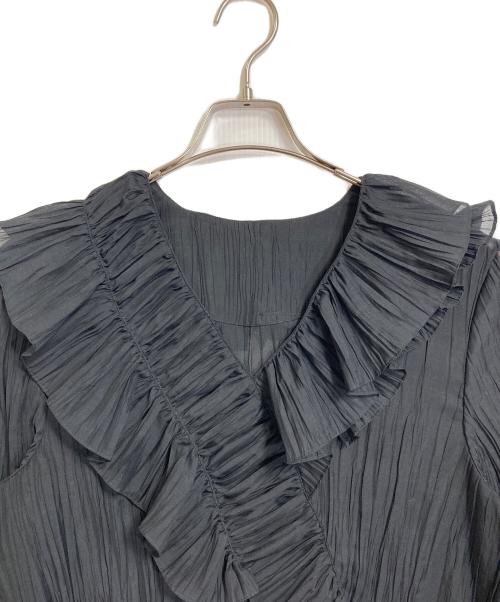 journal standard L'essage（ジャーナルスタンダード レサージュ）journal standard L'essage (ジャーナルスタンダード レサージュ) ラッフルワッシャープリーツブラウス　フリルブラウス　長袖ブラウス　セレモニー ブラック サイズ:実寸参照の古着・服飾アイテム