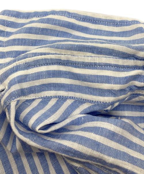 FRAMeWORK（フレームワーク）FRAMeWORK (フレームワーク) フレンチリネンレギュラーカラーシャツ　長袖シャツ　ストライプ　麻 ブルー サイズ:実寸参照の古着・服飾アイテム