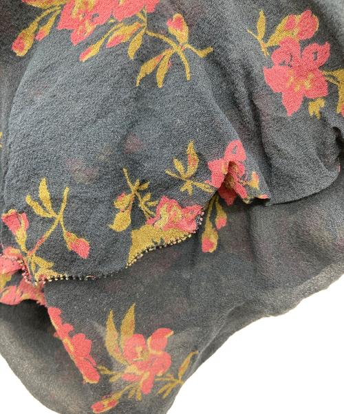 POLO RALPH LAUREN（ポロ・ラルフローレン）POLO RALPH LAUREN (ポロ・ラルフローレン) フラワー総柄ノースリーブシルクワンピース　裾ティアードワンピース　花柄 ネイビー×レッドの古着・服飾アイテム