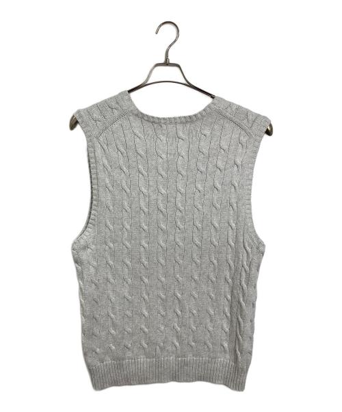 POLO RALPH LAUREN（ポロ・ラルフローレン）POLO RALPH LAUREN (ポロ・ラルフローレン) ケーブルニット　コットンニットベスト　ポニー刺繍 グレー サイズ:Lの古着・服飾アイテム