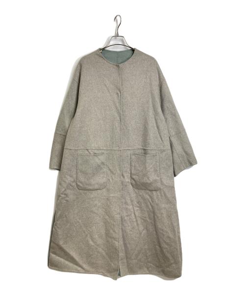SIMPLICITE（シンプリシテ）SIMPLICITE (シンプリシテ) S120ブレンドリバーシブルコート　ノーカラーコート ベージュ サイズ:L 未使用品の古着・服飾アイテム
