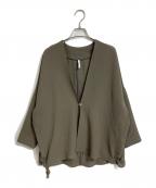 NO CONTROL AIRノーコントロールエアー）の古着「追撚ポリエステルツイルウォッシュ加工ノーカラージャケット」｜カーキ