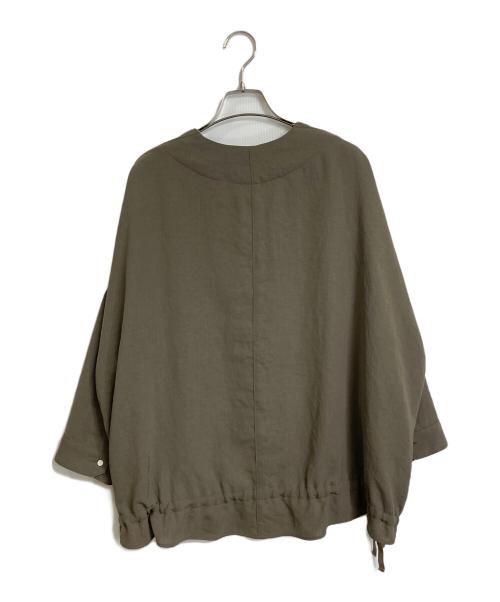 NO CONTROL AIR（ノーコントロールエアー）no control air (ノーコントロールエアー) 追撚ポリエステルツイルウォッシュ加工ノーカラージャケット カーキ サイズ:FREEの古着・服飾アイテム