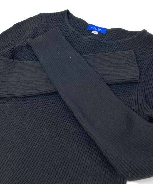 BLUE LABEL CRESTBRIDGE（ブルーレーベルクレストブリッジ）BLUE LABEL CRESTBRIDGE (ブルーレーベルクレストブリッジ) サイドベルト付チェック切替ニットワンピース ブラック×ブラウン サイズ:Mの古着・服飾アイテム