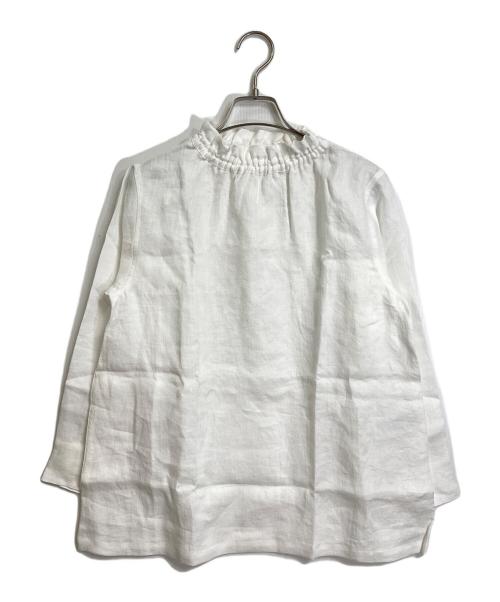 wafu（ワフー）wafu (ワフー) ネックラインを華やかに魅せる タックフリル トップス ホワイト サイズ:2の古着・服飾アイテム