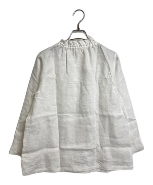 wafu（ワフー）wafu (ワフー) ネックラインを華やかに魅せる タックフリル トップス ホワイト サイズ:2の古着・服飾アイテム