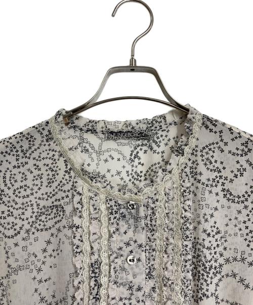 INGEBORG（インゲボルグ）INGEBORG (インゲボルグ) カメリア小紋プリントブラウスワンピース　長袖ワンピース　ロングワンピース　日本製 グレー サイズ:実寸参照の古着・服飾アイテム