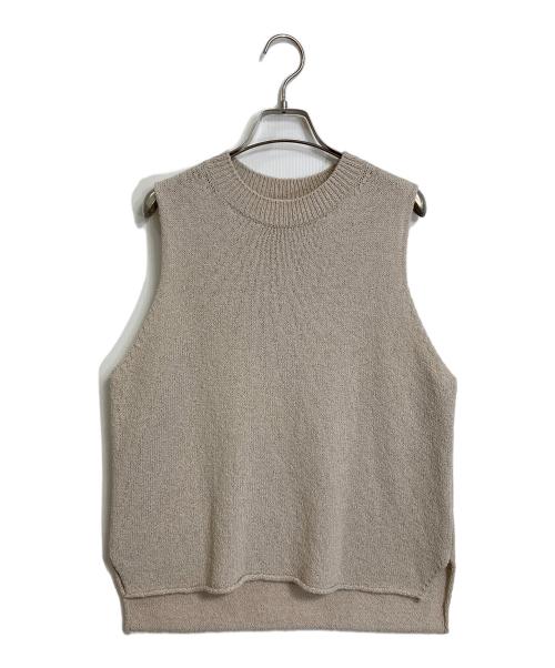 evam eva（エヴァムエヴァ）evam eva (エヴァムエヴァ) wool lily vest プルオーバー ベスト  ウールベスト　ノースリーブニット　日本製 ベージュ サイズ:実寸参照の古着・服飾アイテム