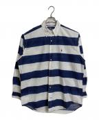 POLO RALPH LAURENポロ・ラルフローレン）の古着「【古着】90’S手書きボーダーシャツ　長袖シャツ　90年代　ポニー刺繍」｜ネイビー×ホワイト