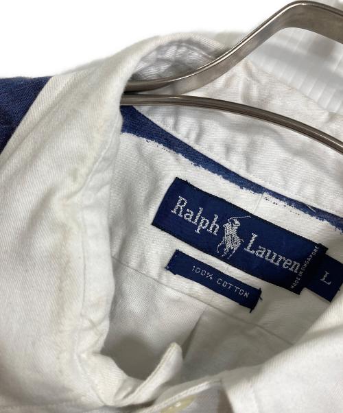 POLO RALPH LAUREN（ポロ・ラルフローレン）POLO RALPH LAUREN (ポロ・ラルフローレン) 【古着】90’S手書きボーダーシャツ　長袖シャツ　90年代　ポニー刺繍 ネイビー×ホワイト サイズ:Lの古着・服飾アイテム