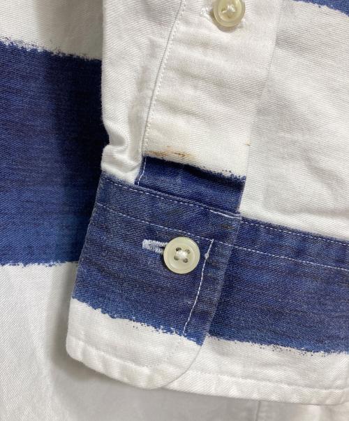 POLO RALPH LAUREN（ポロ・ラルフローレン）POLO RALPH LAUREN (ポロ・ラルフローレン) 【古着】90’S手書きボーダーシャツ　長袖シャツ　90年代　ポニー刺繍 ネイビー×ホワイト サイズ:Lの古着・服飾アイテム
