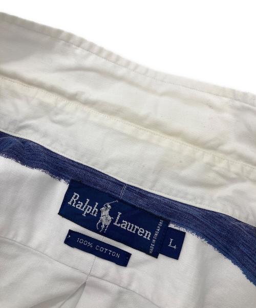 POLO RALPH LAUREN（ポロ・ラルフローレン）POLO RALPH LAUREN (ポロ・ラルフローレン) 【古着】90’S手書きボーダーシャツ　長袖シャツ　90年代　ポニー刺繍 ネイビー×ホワイト サイズ:Lの古着・服飾アイテム