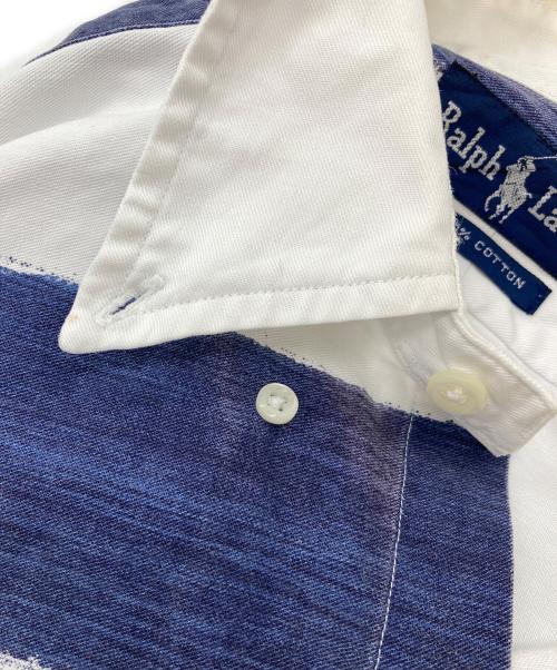 POLO RALPH LAUREN（ポロ・ラルフローレン）POLO RALPH LAUREN (ポロ・ラルフローレン) 【古着】90’S手書きボーダーシャツ　長袖シャツ　90年代　ポニー刺繍 ネイビー×ホワイト サイズ:Lの古着・服飾アイテム