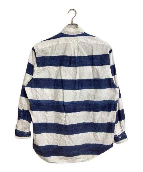 POLO RALPH LAUREN（ポロ・ラルフローレン）POLO RALPH LAUREN (ポロ・ラルフローレン) 【古着】90’S手書きボーダーシャツ　長袖シャツ　90年代　ポニー刺繍 ネイビー×ホワイト サイズ:Lの古着・服飾アイテム