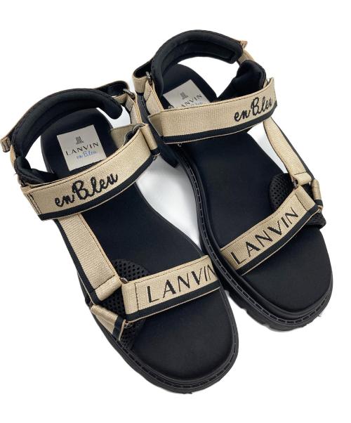 LANVIN（ランバン）LANVIN (ライバン) トラックソールベルクロストラップサンダル スポーツサンダル ロゴサンダル ブラック サイズ:Lの古着・服飾アイテム