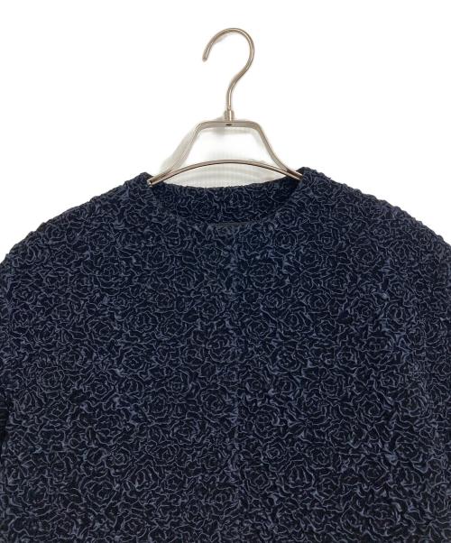 Christian Dior（クリスチャン ディオール）Christian Dior (クリスチャン ディオール) ノーカラーショートジャケット シルクポリノノーカラージャケット ネイビー サイズ:34の古着・服飾アイテム