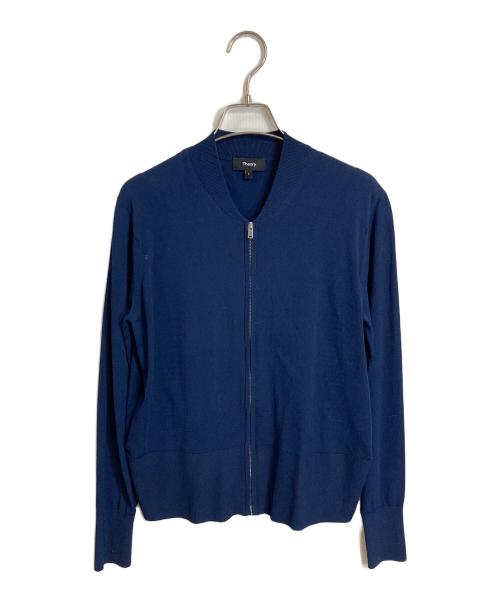 theory（セオリー）theory (セオリー) コンパクトクロップドジップアップジャンパー ジップアップニット ネイビー サイズ:Sの古着・服飾アイテム