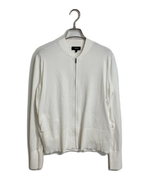theory（セオリー）theory (セオリー) コンパクトクロップドジップアップジャンパー ジップアップニット ホワイト サイズ:Sの古着・服飾アイテム