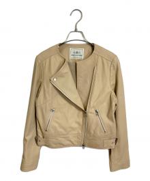 GRACE CONTINENTAL（（グレースコンチネンタル）の古着「ラムレザー ライダース ジャケット」｜ベージュ