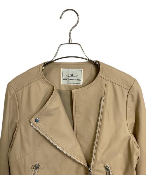 GRACE CONTINENTAL（（グレースコンチネンタル）GRACE CONTINENTAL (（グレースコンチネンタル) ラムレザー ライダース ジャケット ベージュ サイズ:38の古着・服飾アイテム