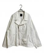 BEAMSビームス）の古着「ルーズ ペイント ダブル ライダース」｜ホワイト