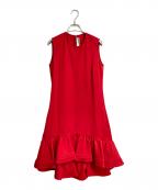 VICTORIA BECKHAMヴィクトリアベッカム）の古着「ノースリーブワンピース バックジップ デザインワンピース　ノースリーブドレス　フリルワンピース」｜レッド