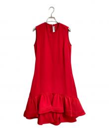 VICTORIA BECKHAM（ヴィクトリアベッカム）の古着「ノースリーブワンピース バックジップ デザインワンピース　ノースリーブドレス　フリルワンピース」｜レッド