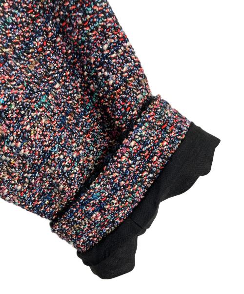 IENA（イエナ）IENA (イエナ) ツイードシャツブルゾン　ツイードジャケット　ノーカラージャケット　セレモニー　BALLI社製ツイード　日本製 ブラック×ピンク サイズ:38の古着・服飾アイテム