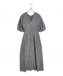 LAGUNA MOON（ラグナムーン）の古着「コクーンZIPワンピース 半袖ワンピース  バックジップワンピース」｜ホワイト×ブラック