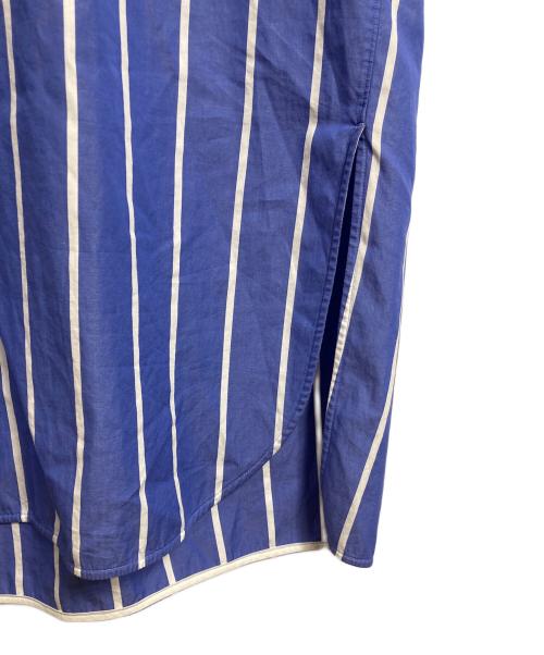 ticca（ティッカ）ticca (ティッカ) コットンワイドストライプスクエアビッグロングシャツ　シャツワンピース　ロングワンピース　日本製 ブルー×ホワイト サイズ:FREEの古着・服飾アイテム