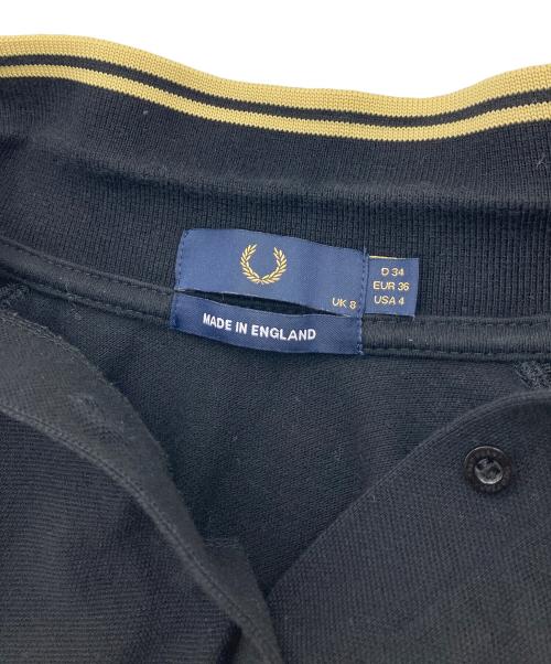 FRED PERRY（フレッドペリー）FRED PERRY (フレッドペリー) ロゴ刺繍ポロシャツ　半袖ポロシャツ　イギリス製 ブラック サイズ:EUR36の古着・服飾アイテム