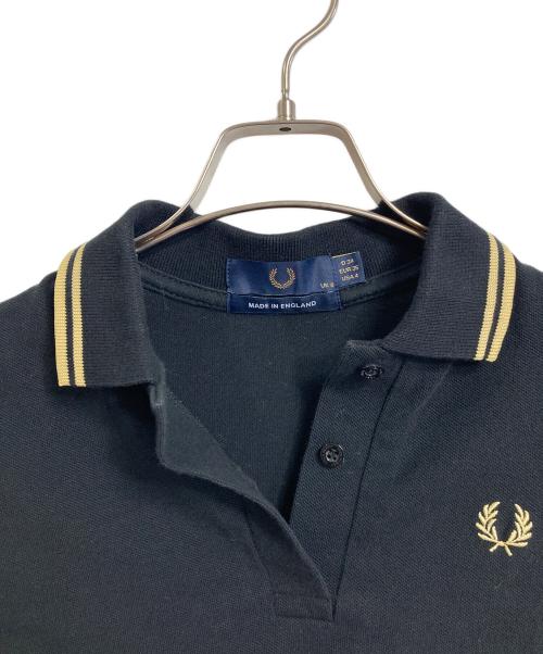 FRED PERRY（フレッドペリー）FRED PERRY (フレッドペリー) ロゴ刺繍ポロシャツ　半袖ポロシャツ　イギリス製 ブラック サイズ:EUR36の古着・服飾アイテム