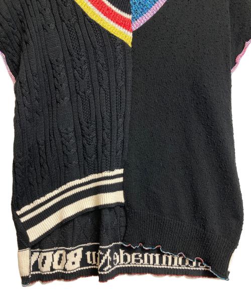 bodysong.（ボディソング）bodysong. (ボディソング) オーバーサイズベスト　ニットベスト　デザインベスト　アシンメトリー　日本製 ブラック サイズ:実寸参照の古着・服飾アイテム