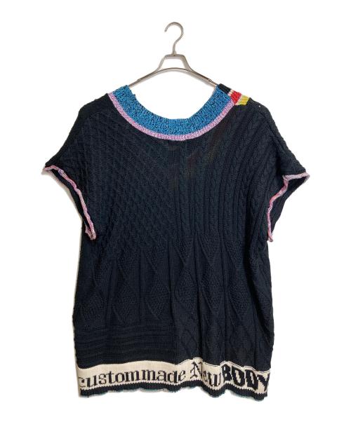 bodysong.（ボディソング）bodysong. (ボディソング) オーバーサイズベスト　ニットベスト　デザインベスト　アシンメトリー　日本製 ブラック サイズ:実寸参照の古着・服飾アイテム