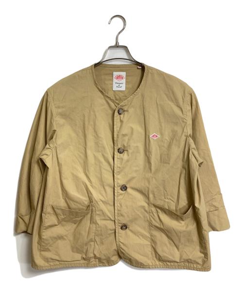DANTON（ダントン）DANTON (ダントン) DOWNPROOF COLLARLESS SHORT JACKET ダウンプルーフカラーレストランショートジャケット　ノーカラージャケット　アウター　ライトアウター ベージュ サイズ:38の古着・服飾アイテム