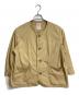DANTON（ダントン）の古着「DOWNPROOF COLLARLESS SHORT JACKET ダウンプルーフカラーレストランショートジャケット　ノーカラージャケット　アウター　ライトアウター」｜ベージュ