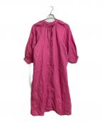 SLOBE IENAスローブ イエナ）の古着「ボリュームスリーブリネンワンピース　ラグランワンピース　麻ワンピース」｜ピンク