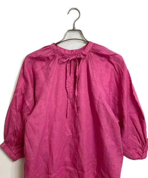 SLOBE IENA（スローブ イエナ）SLOBE IENA (スローブ イエナ) ボリュームスリーブリネンワンピース　ラグランワンピース　麻ワンピース ピンク サイズ:Sの古着・服飾アイテム