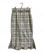 Snidelスナイデル）の古着「ベルテッドミドルレングスタイトスカート」｜ベージュ