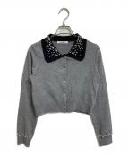 Snidelスナイデル）の古着「ビジューカラーニットカーディガン　ショートカーディガン　パール」｜グレー