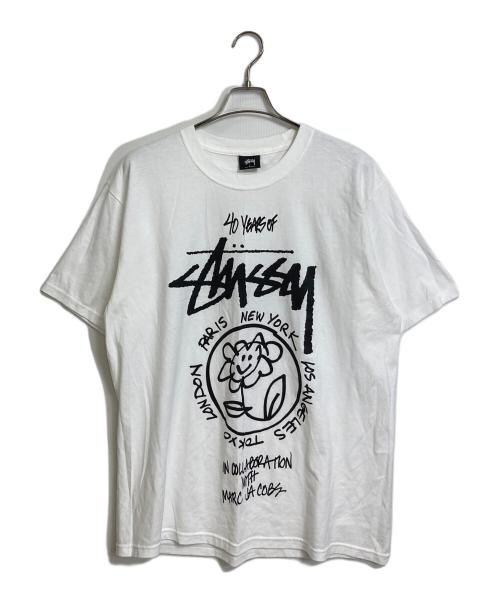 stussy（ステューシー）stussy (ステューシー) MARC JACOBS (マークジェイコブス) World Tour S/S/40thワールドツアーTシャツ　コットンシャツ　 ホワイト サイズ:Lの古着・服飾アイテム