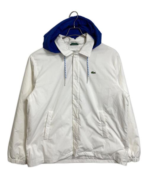 LACOSTE LIVE（ラコステライブ）LACOSTE LIVE (ラコステライブ) バックプリントコーチジャケット　アウター ホワイト×ブルー サイズ:XLの古着・服飾アイテム