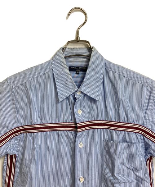 COMME des GARCONS HOMME（コムデギャルソン オム）COMME des GARCONS HOMME (コムデギャルソン オム) ストライプテープシャツ 半袖シャツ　08SS ホワイト×ネイビー サイズ:SSの古着・服飾アイテム